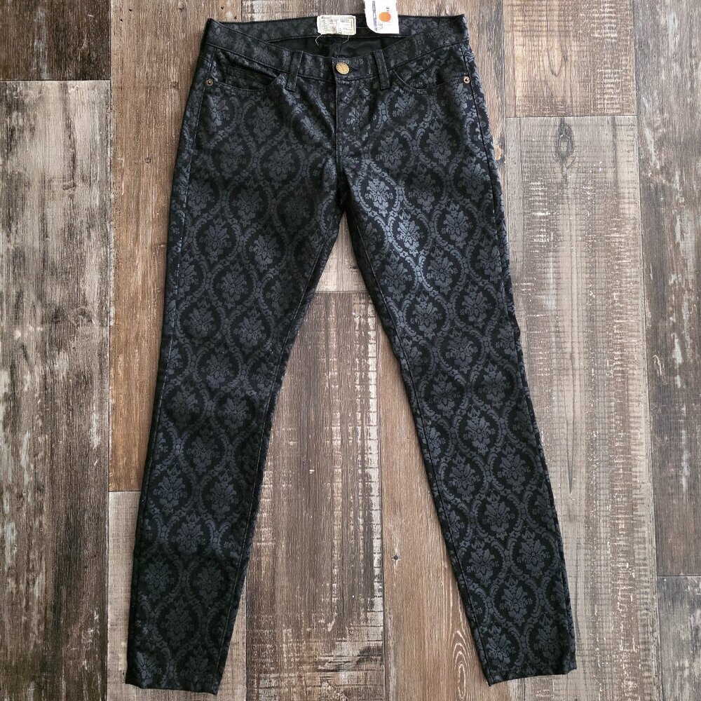 Current/Elliot Black Brocade Ankle Skinny Jeans Women's Size 28 NWT